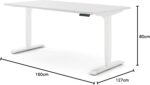 Ergotopia Desktopia Pro X Elektrisch höhenverstellbarer Schreibtisch, Ergonomischer Stehtisch für Büro oder Home Office (Weiß, Gestell Weiß, 180 x 80 cm)