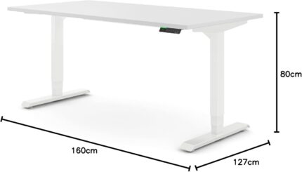 Ergotopia Desktopia Pro X Elektrisch höhenverstellbarer Schreibtisch, Ergonomischer Stehtisch für Büro oder Home Office (Weiß, Gestell Weiß, 180 x 80 cm)