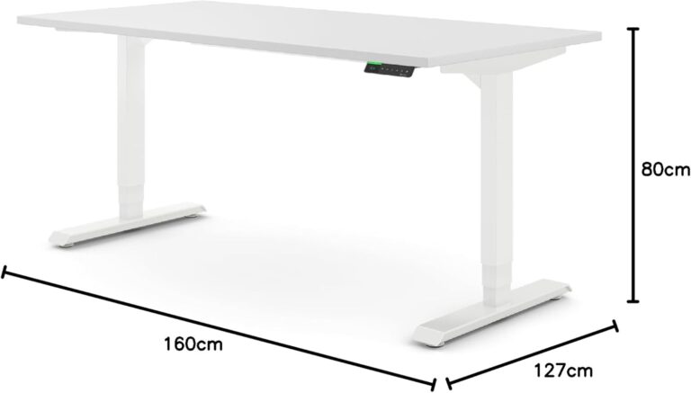 Ergotopia Desktopia Pro X Elektrisch höhenverstellbarer Schreibtisch, Ergonomischer Stehtisch für Büro oder Home Office (Weiß, Gestell Weiß, 180 x 80 cm)