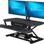 VERSADESK PowerPro™ Elektrischer Stehtisch-Konverter, höhenverstellbar, Sitz- und Stehpult-Erhöhung, Laptop- und Dual-Monitor-Desktop-Arbeitsplatz mit breiter Tastaturablage und USB-Anschluss, Schwarz