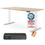 Ergotopia Desktopia Pro X Elektrisch höhenverstellbarer Schreibtisch, Ergonomischer Stehtisch für Büro oder Home Office (Weiß, Gestell Weiß, 180 x 80 cm)