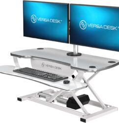 VERSADESK® PowerPro Stehtisch-Konverter, 91,4 x 61 cm, elektrisch, höhenverstellbar, Sitz-zu-Steh-Schreibtischerhöhung mit Tastaturablage und USB-Hub, ergonomischer Arbeitsplatz für Zuhause und Büro,