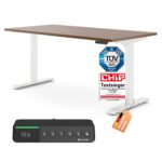 Ergotopia Desktopia Pro X Elektrisch höhenverstellbarer Schreibtisch, Ergonomischer Stehtisch für Büro oder Home Office (Weiß, Gestell Weiß, 180 x 80 cm)