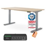 Ergotopia Desktopia Pro X Elektrisch höhenverstellbarer Schreibtisch, Ergonomischer Stehtisch für Büro oder Home Office (Weiß, Gestell Weiß, 180 x 80 cm)
