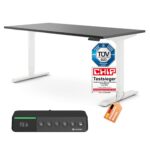 Ergotopia Desktopia Pro X Elektrisch höhenverstellbarer Schreibtisch, Ergonomischer Stehtisch für Büro oder Home Office (Weiß, Gestell Weiß, 180 x 80 cm)