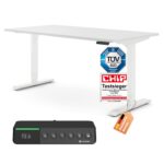 Ergotopia Desktopia Pro X Elektrisch höhenverstellbarer Schreibtisch, Ergonomischer Stehtisch für Büro oder Home Office (Weiß, Gestell Weiß, 180 x 80 cm)