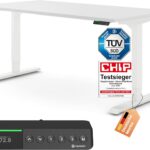 Ergotopia Desktopia Pro X Elektrisch höhenverstellbarer Schreibtisch, Ergonomischer Stehtisch für Büro oder Home Office (Weiß, Gestell Weiß, 180 x 80 cm)