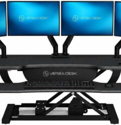 VERSADESK PowerPro Elektrischer Stehpult-Konverter, 122 cm, höhenverstellbar, Sitz-Steh-Schreibtischerhöhung für mehrere Monitore, motorisierter Desktop-Arbeitsplatz mit breiter Tastaturablage
