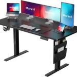 Marsail höhenverstellbarer Stehpult, elektrischer Stehpult mit Aufbewahrungstasche, für Heimbüro, Computertisch, Speichervoreinstellung mit Kopfhörerhaken, 160 cm