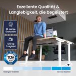 Ergotopia Desktopia Pro X Elektrisch höhenverstellbarer Schreibtisch, Ergonomischer Stehtisch für Büro oder Home Office (Weiß, Gestell Weiß, 180 x 80 cm)