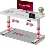 SANODESK Höhenverstellbarer Schreibtisch 120×80 cm, Dual-Motor Steh-Sitz Tisch mit 3-stufigen Beinen & USB, leises Premium-System mit Memory-Funktion und Kollisionsschutz (Weiß+Weiß)