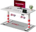 SANODESK Höhenverstellbarer Schreibtisch 120×80 cm, Dual-Motor Steh-Sitz Tisch mit 3-stufigen Beinen & USB, leises Premium-System mit Memory-Funktion und Kollisionsschutz (Weiß+Weiß)