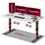SANODESK Höhenverstellbarer Schreibtisch 120×80 cm, Dual-Motor Steh-Sitz Tisch mit 3-stufigen Beinen & USB, leises Premium-System mit Memory-Funktion und Kollisionsschutz (Weiß+Weiß)