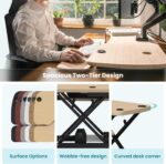 VERSADESK PowerPro™ Elektrischer Stehtisch-Konverter, höhenverstellbar, Sitz- und Stehpult-Erhöhung, Laptop- und Dual-Monitor-Desktop-Arbeitsplatz mit breiter Tastaturablage und USB-Anschluss, Schwarz