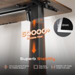 Huuger Elektrischer Stehpult, Stehpult, 70,1 cm tiefer Schreibtisch, 71,9 cm bis 118,1 cm höhenverstellbarer Schreibtisch, Computertisch mit 2 Haken, 3 voreingestellte Höhen, Bürotisch, rustikales