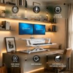 VERSADESK® PowerPro Stehtisch-Konverter, 91,4 x 61 cm, elektrisch, höhenverstellbar, Sitz-zu-Steh-Schreibtischerhöhung mit Tastaturablage und USB-Hub, ergonomischer Arbeitsplatz für Zuhause und Büro,