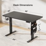 Marsail höhenverstellbarer Stehpult, elektrischer Stehpult mit Aufbewahrungstasche, für Heimbüro, Computertisch, Speichervoreinstellung mit Kopfhörerhaken, 160 cm