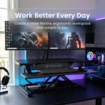 VERSADESK PowerPro Elektrischer Stehpult-Konverter, 122 cm, höhenverstellbar, Sitz-Steh-Schreibtischerhöhung für mehrere Monitore, motorisierter Desktop-Arbeitsplatz mit breiter Tastaturablage