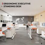 SANODESK Höhenverstellbarer Schreibtisch 120×80 cm, Dual-Motor Steh-Sitz Tisch mit 3-stufigen Beinen & USB, leises Premium-System mit Memory-Funktion und Kollisionsschutz (Weiß+Weiß)
